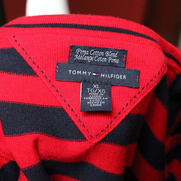 Tommy Hilfiger Red and Blue Striped Sweater - Picture 9 of 10
